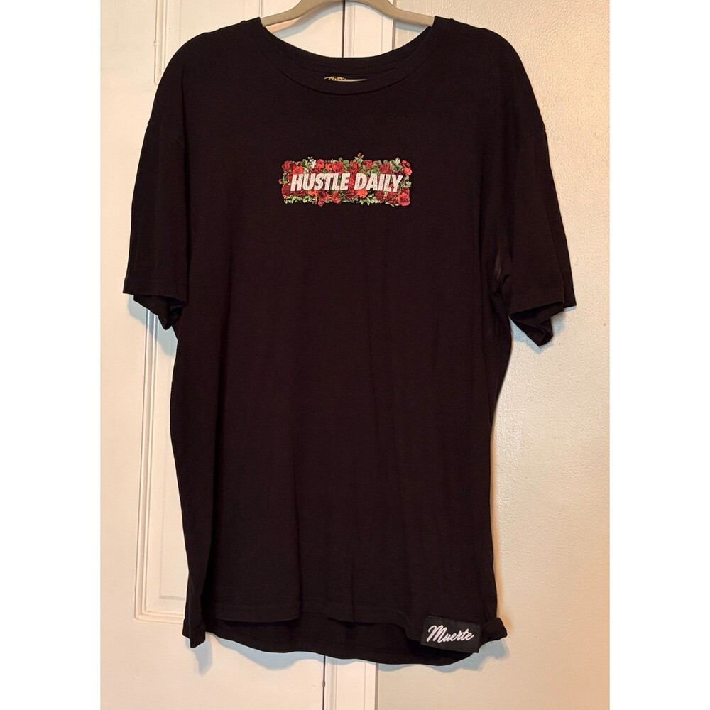 Hasta Muerte "Hustle Daily" Men's Black Graphic tshirt Sz XL EUC